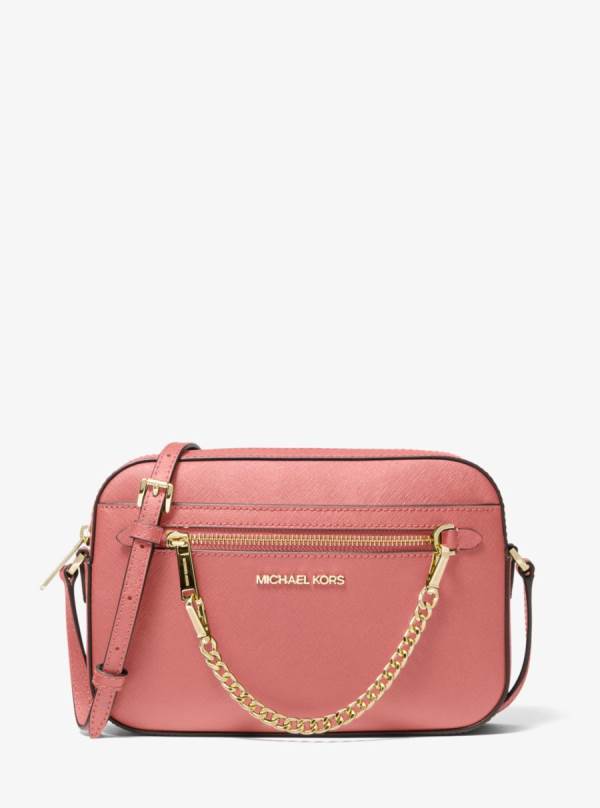 Damske Crossbody Kabelka Michael Kors Jet Set Large Saffiano Leather Oranžové Ruzove - Kabelky Michael Kors Obchod | WHOKF-5173